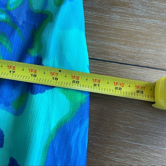 Isaac Mizrahi Bright Blue and Green Floral Flowy Sleeveless Maxi Dress Sz Small - Picture 10 of 14